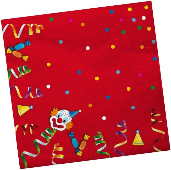 24 Stück Zirkus Deko Servietten 33x33cm - Bunte Karneval Party Servietten Für Kindergeburtstag, Babyparty & Clown Feier