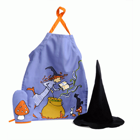 Kochschürze, Handschuh und Hut Hexe für kleine Back-und Kochhexe