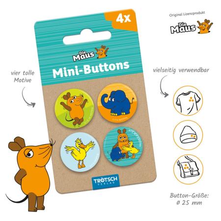 Die Maus Mini Button 4-er Set