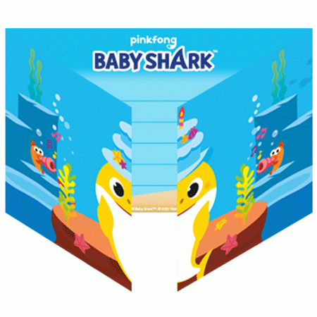 Baby Shark Party 8 Einladungen mit Umschlägen