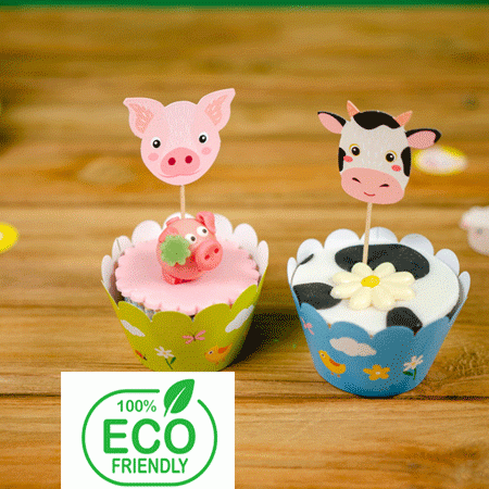 Bauernhof Muffinbanderole mit Picker - Eco friendly