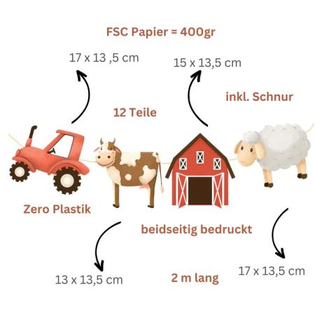 Bauernhof Girlande mit großen Figuren Eco Friendly(€6,45/Meter)