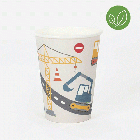 Baufahrzeuge Party Becher - ECO Friendly