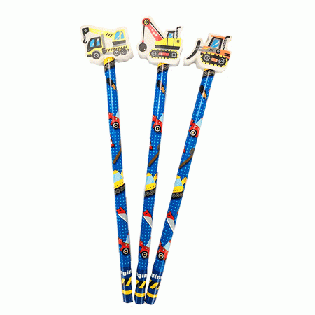 Bleistift Baustelle mit Radierer Baufahrzeuge