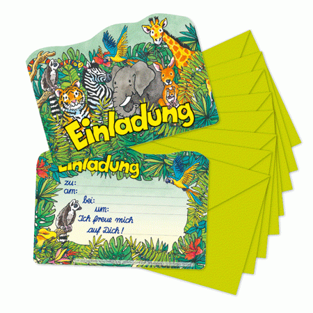 Wildtiere Stanzkarte Einladungs-Set