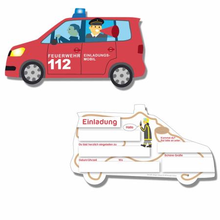 Feuerwehr Einladungskarten 6 Stück DH-Konzept