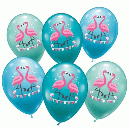 Flamingo Luftballon bunt bedruckt