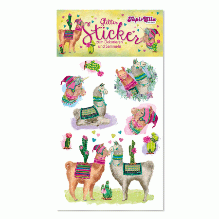 Lama Glitter-Sticker
