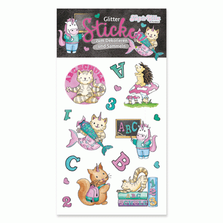Schulstart Glitter Sticker Schulmädchen TapirElla Schulstart Glitter Sticker Schulmädchen TapirElla