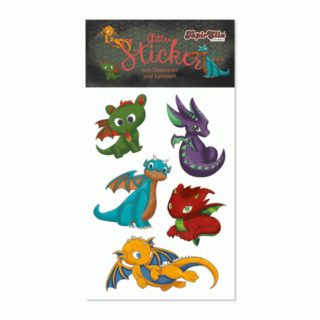 Süße Drachen Glitter-Sticker von Lutz Mauder