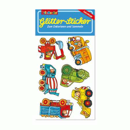 Baustellenfahrzeuge Glitter-Sticker