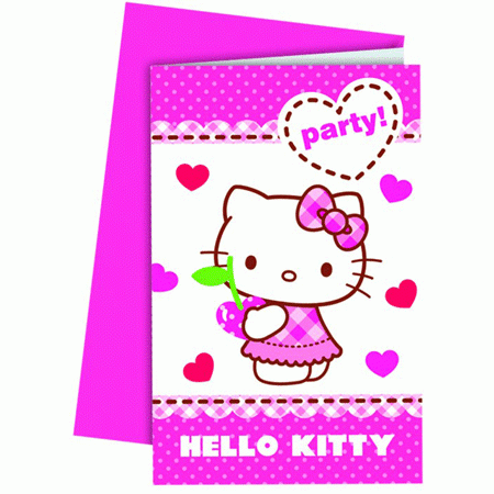 Hello Kitty Hearts Party Einladungskarten Set Hello Kitty Hearts Party Einladungskarten Set