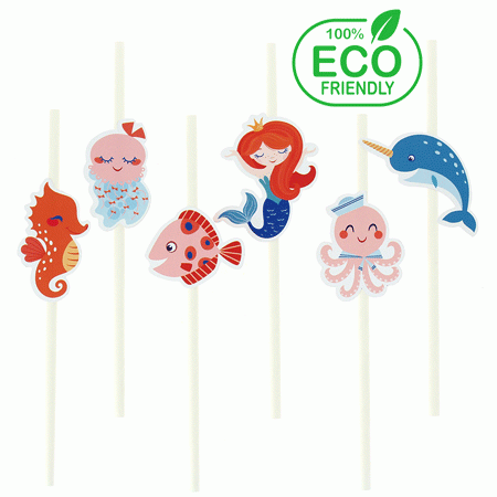 Meerjungfrau Papier Trinkhalme - Eco friendly