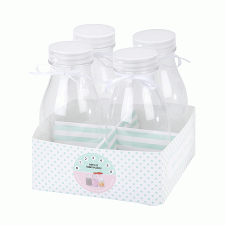 4 Mini Milch-Flaschen