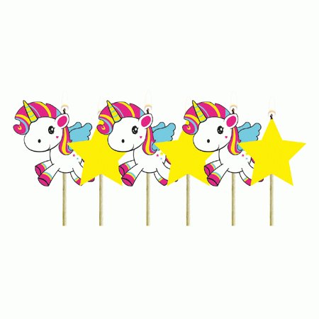 Mini Einhorn Party Kerzen-Set