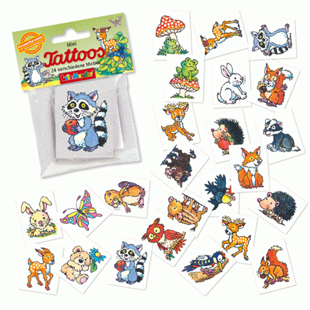 Mini Tattoo Set Waldtiere 24 Stück