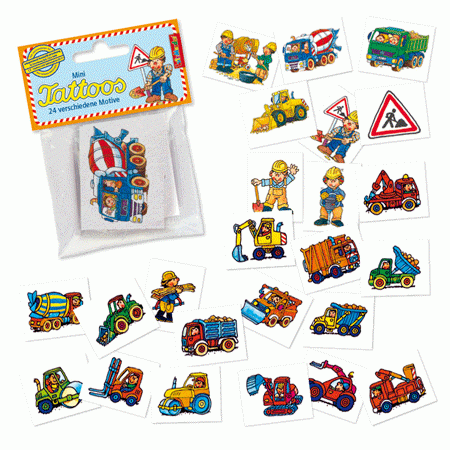 Baustelle Mini Tattoos  24 Stück