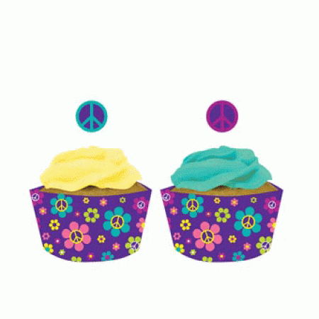 Flower Power Party Muffinbanderolen