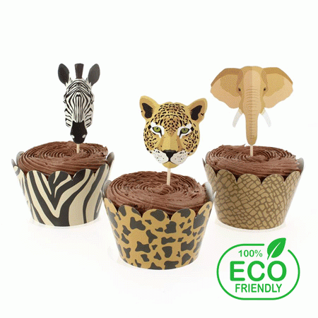 Safari Muffinbanderole mit Picker - Eco friendly