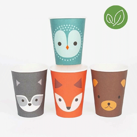 Waldtiere Party Becher - Eco friendly