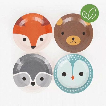 Waldtiere Party Teller - Eco friendly