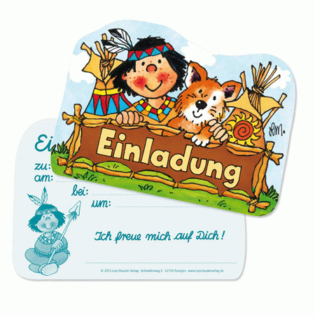 Indianer Yanuk Einladungs-Stanzkarten-Set Lutz Mauder