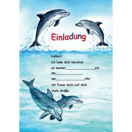 Einladungskarten Delfine 12 Stück inkl. Umschläge