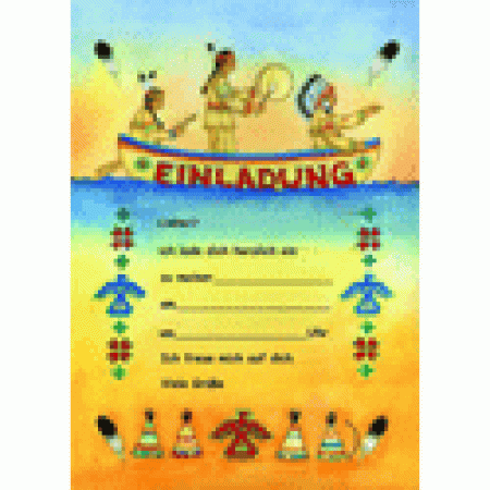 Indianer Einladungskarten 12 Stück inkl. Umschläge
