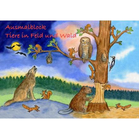 Ausmalblock Tiere in Feld und Wald